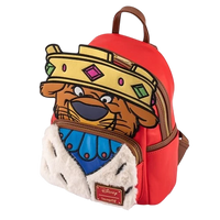 Cards & Comics Connection Disney Robin Hood Prince John cosplay mini-backpack with faux fur trim and gold crown detail