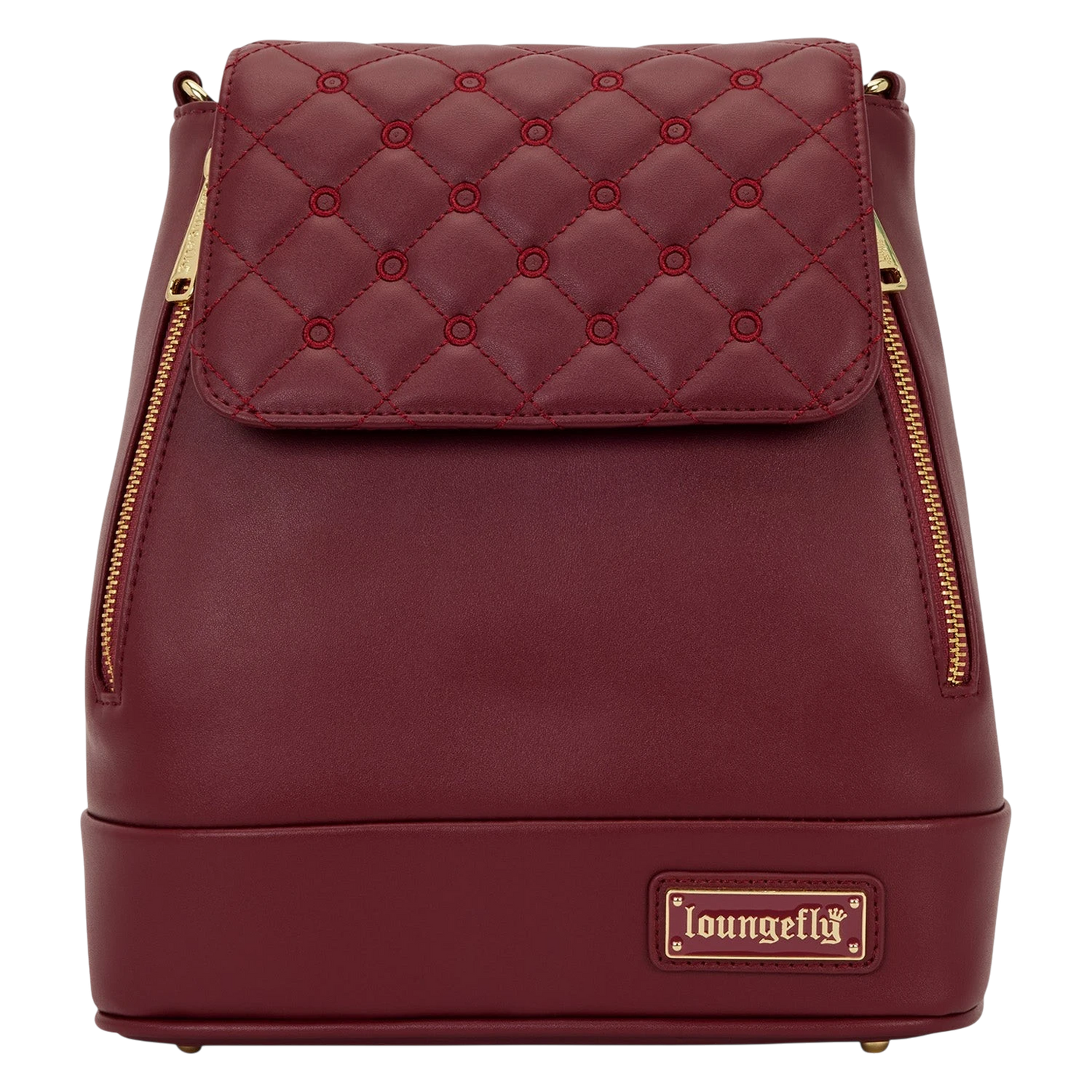 Cards & Comics Connection Loungefly red quilted faux leather convertible mini backpack and crossbody pin trader bag