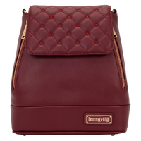 Cards & Comics Connection Loungefly red quilted faux leather convertible mini backpack and crossbody pin trader bag