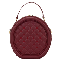 Cards & Comics Connection Loungefly red faux leather round crossbody pin trader bag with quilted front panel