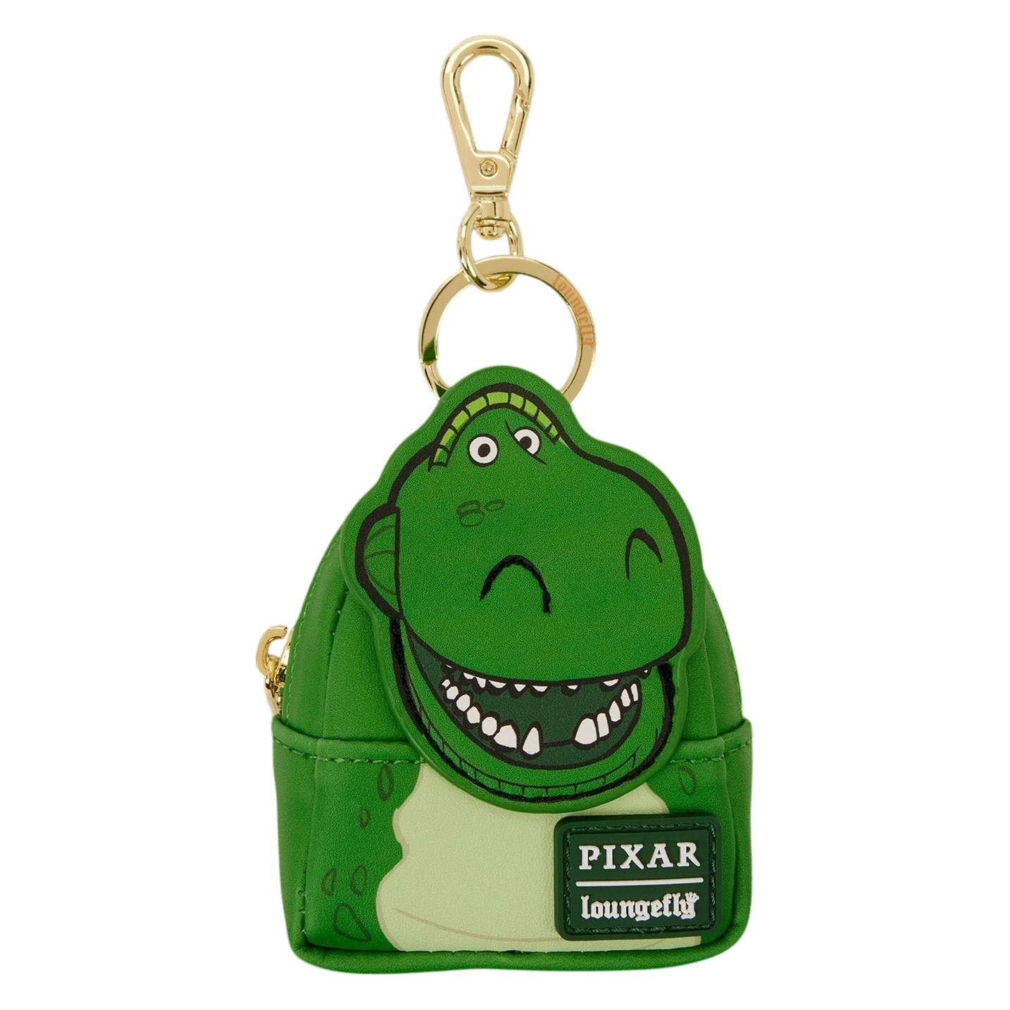 Cards & Comics Connection Loungefly Toy Story Rex mini backpack keychain charm with gold lobster clasp