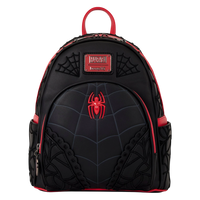 Cards & Comics Connection Marvel Spider-Man mini backpack in black polyurethane with red accents and 3D spider web detail