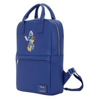 Cards & Comics Connection blue Disney Lilo and Stitch polyurethane mid-size backpack with animal friends print