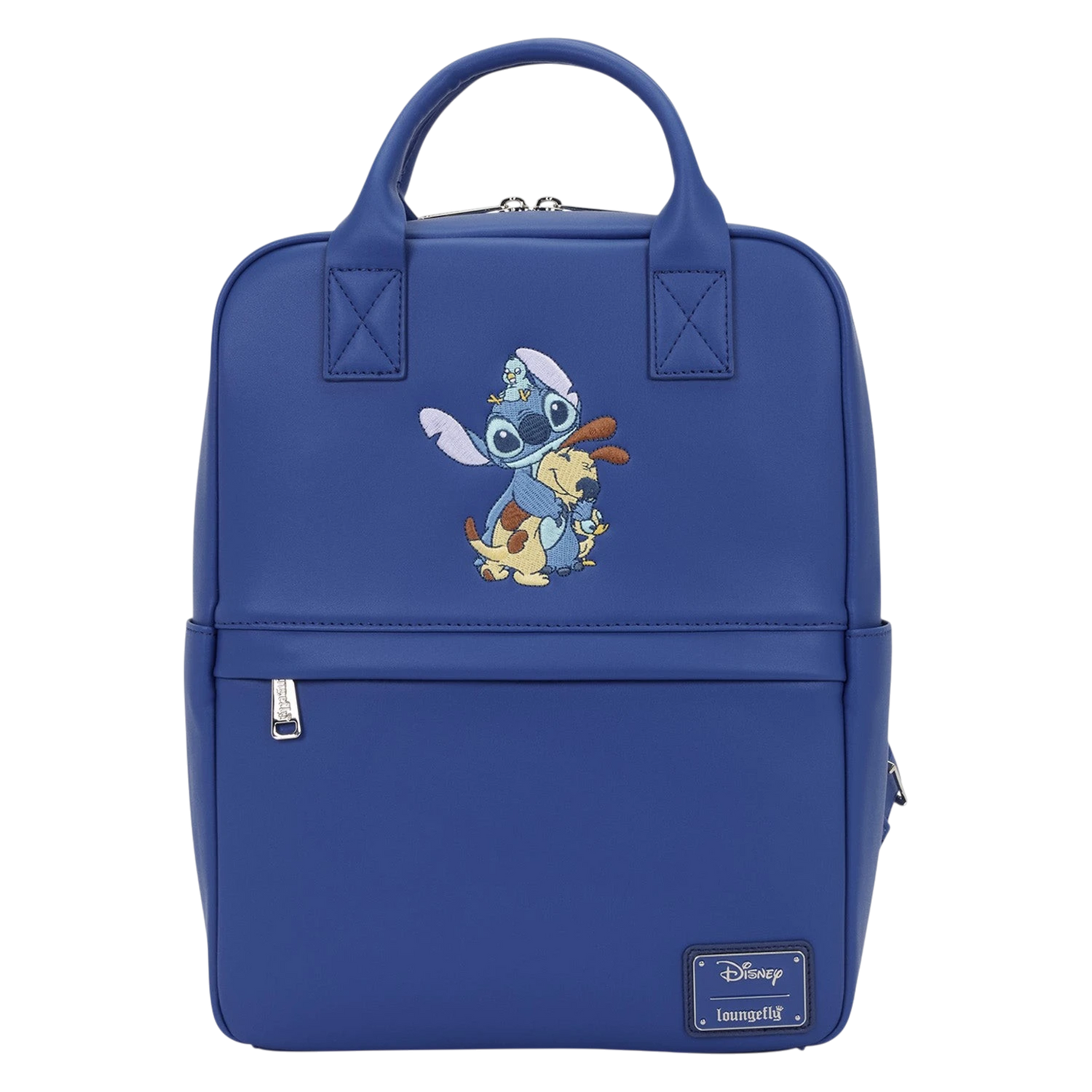 Cards & Comics Connection blue Disney Lilo and Stitch mid-size polyurethane backpack with animal friends print