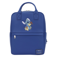 Cards & Comics Connection blue Disney Lilo and Stitch mid-size polyurethane backpack with animal friends print