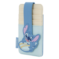 Cards & Comics Connection Disney Lilo and Stitch blue polyurethane card holder with surfboard applique strap
