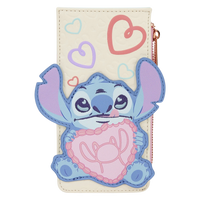Cards & Comics Connection Stitch and Angel Valentine card holder with debossed hearts and applique details.