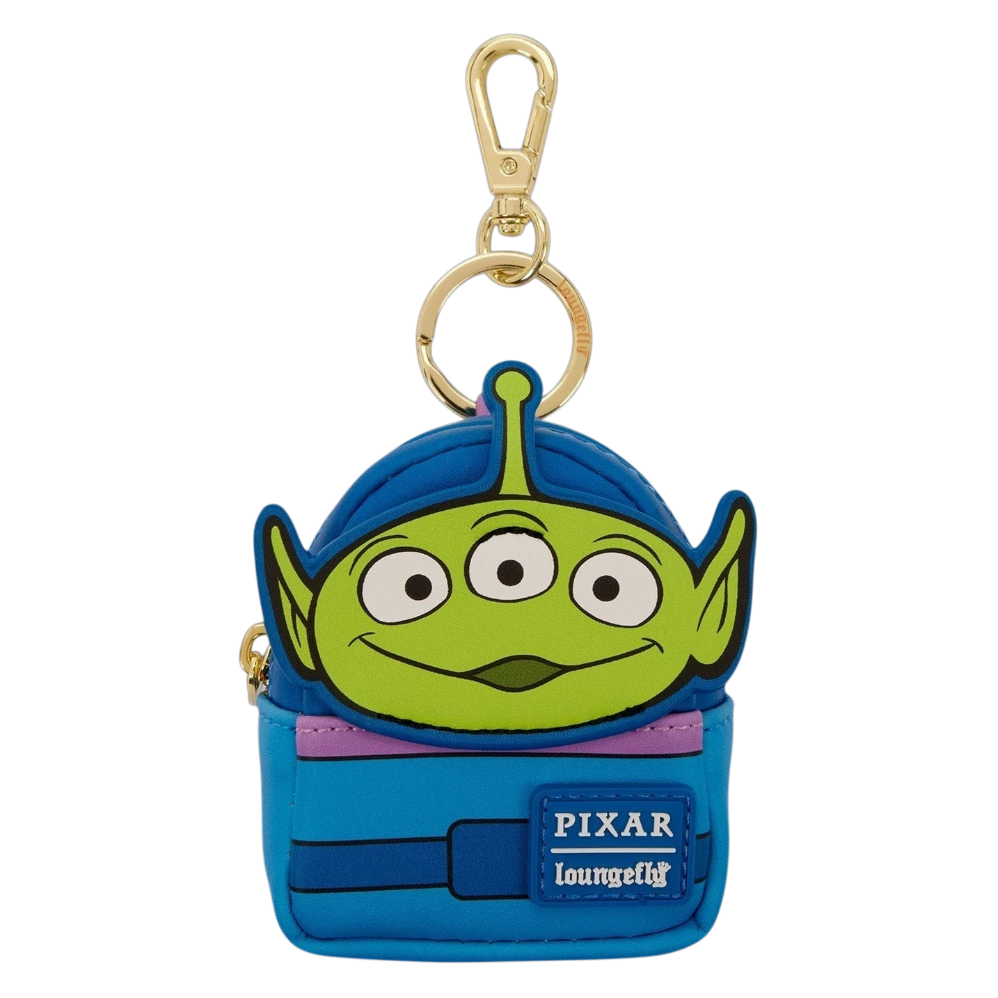 Cards & Comics Connection Loungefly Toy Story Alien mini backpack keychain with faux leather and gold lobster hook