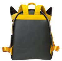 Cards & Comics Connection Pokemon Umbreon midsize backpack back view featuring black plush fabric and yellow straps