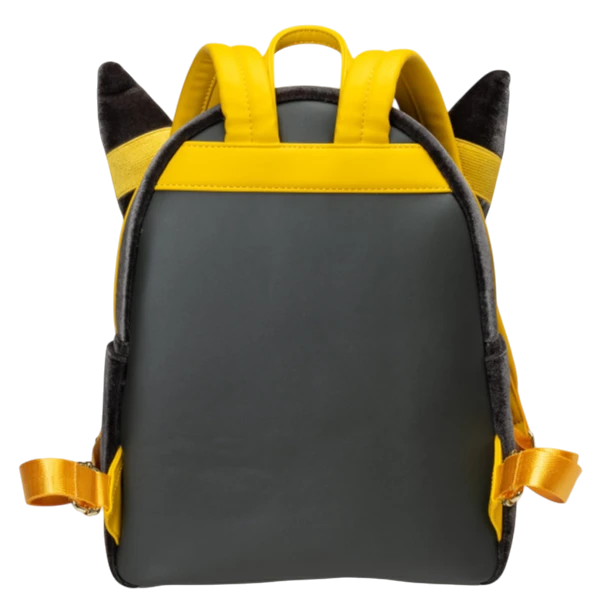 Cards & Comics Connection Pokemon Umbreon midsize backpack back view featuring black plush fabric and yellow straps