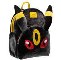 Cards & Comics Connection Loungefly Pokemon Umbreon midsize backpack in black plush fabric with yellow ear accents