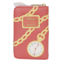 Cards & Comics Connection Disney Alice in Wonderland White Rabbit wallet back view with clock print and gold hardware