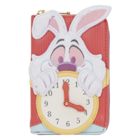 Cards & Comics Connection Disney Alice in Wonderland White Rabbit zip around wallet with plush and embroidered details
