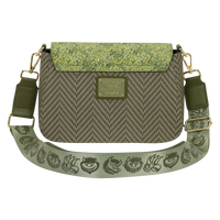 Cards & Comics Connection Where the Wild Things Are crossbody bag with textured olive faux leather and printed strap.
