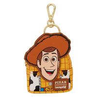 Cards & Comics Connection Woody Toy Story mini backpack keychain charm with faux leather applique and gold hardware