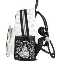 Cards & Comics Connection Beauty and the Beast Belle sketch mini-backpack side view with castle print and black trim